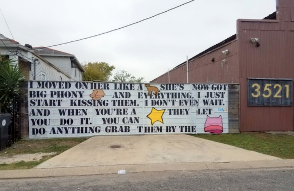 Artist mural of Trump's comments about women