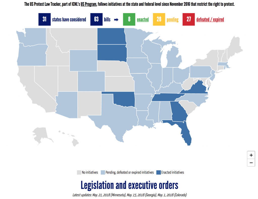 States Rush to Pass AntiProtestor Laws First Amendment Watch