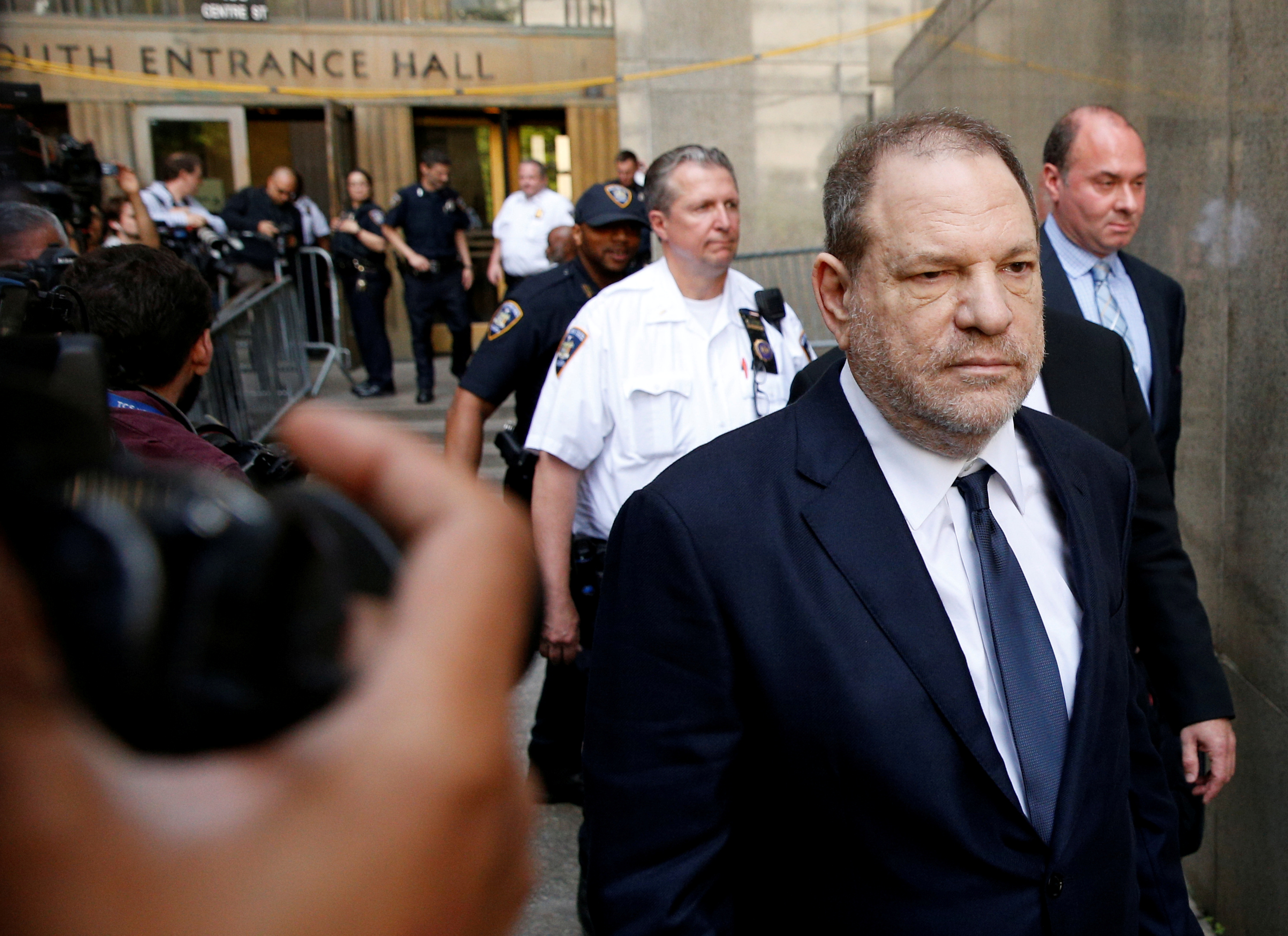 Film producer Harvey Weinstein leaves court in Manhattan
