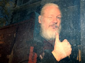 Photo of Assange after his arrest in London
