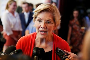Democratic 2020 U.S. presidential candidate Sen. Elizabeth Warren speaks to members of the media during a town hall at the Peterborough Town House in Peterborough, New Hampshire, U.S., July 8, 2019. REUTERS/Elizabeth Frantz