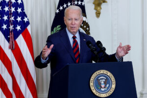 U.S. President Biden delivers remarks on healthcare coverage and the economy, in Washington
