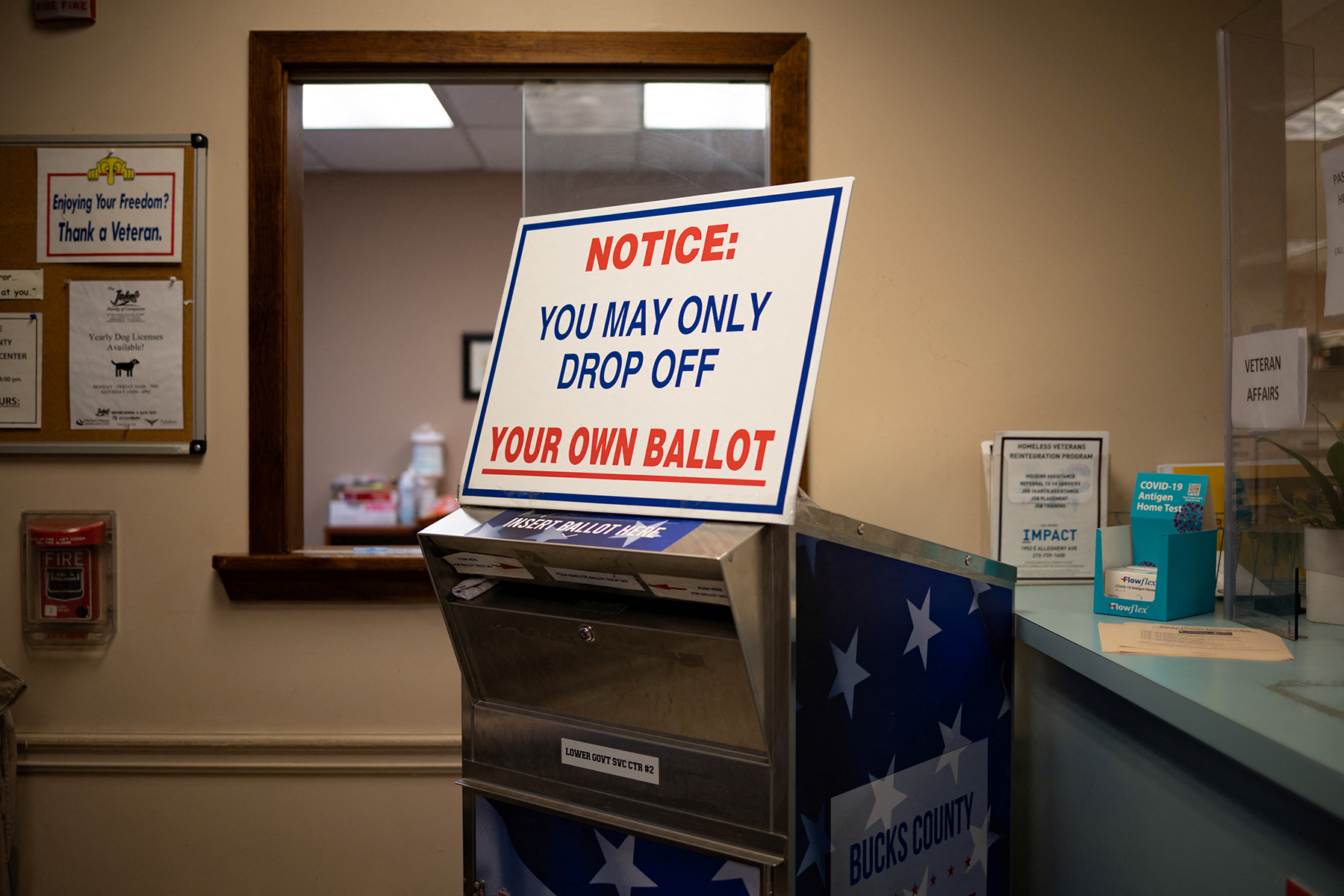 Residents drop off mail-in ballots in Bucks County