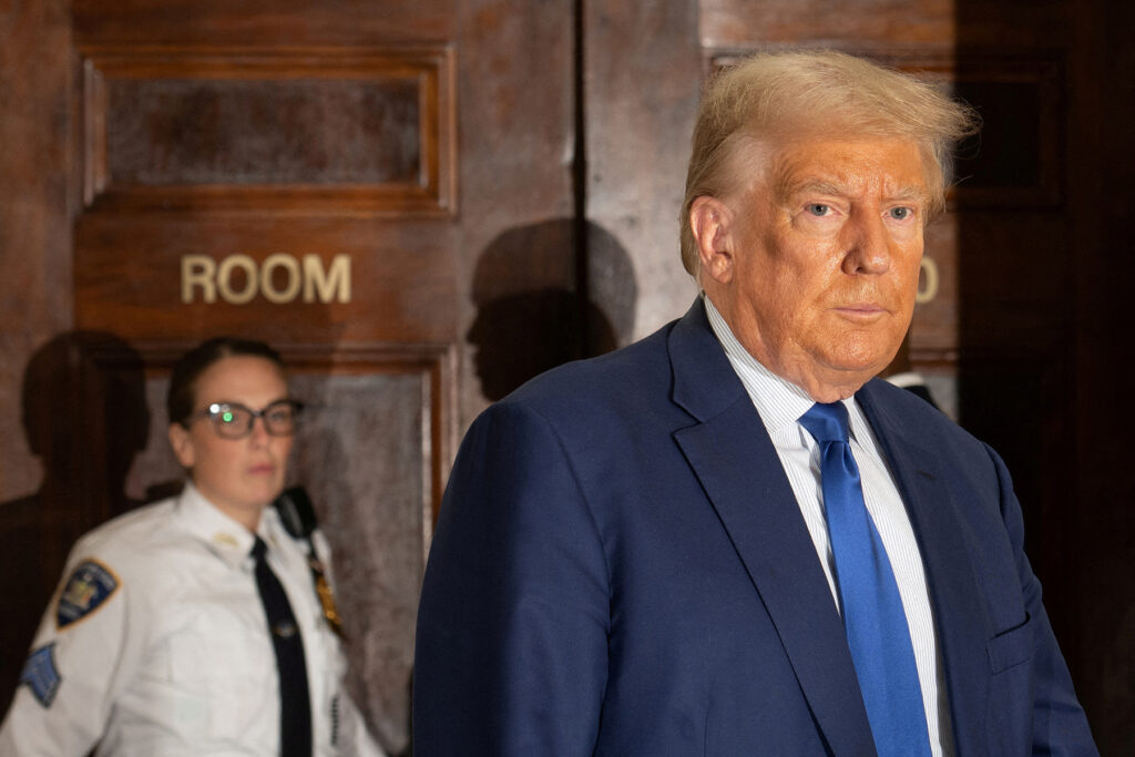 Former U.S. President Donald Trump attends the Trump Organization civil fraud trial, in New York State Supreme Court in the Manhattan borough of New York City