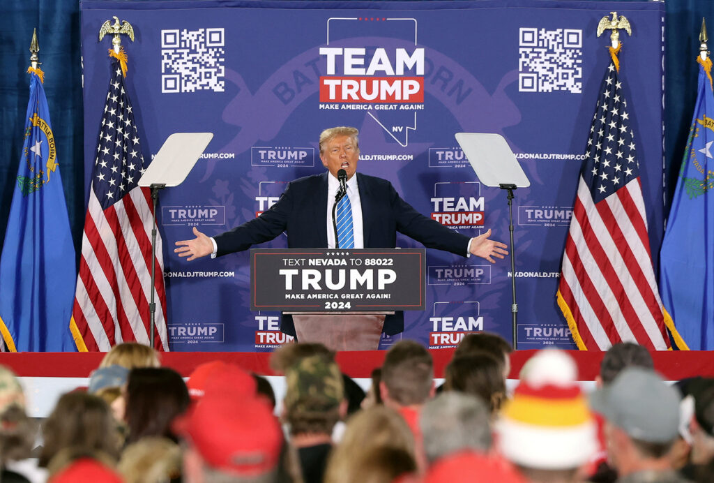 Trump holds a campaign rally ahead of the Republican caucus in Las Vegas