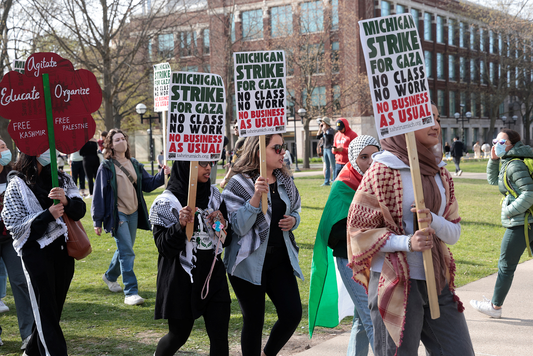 College students protest on University of Michigan campus