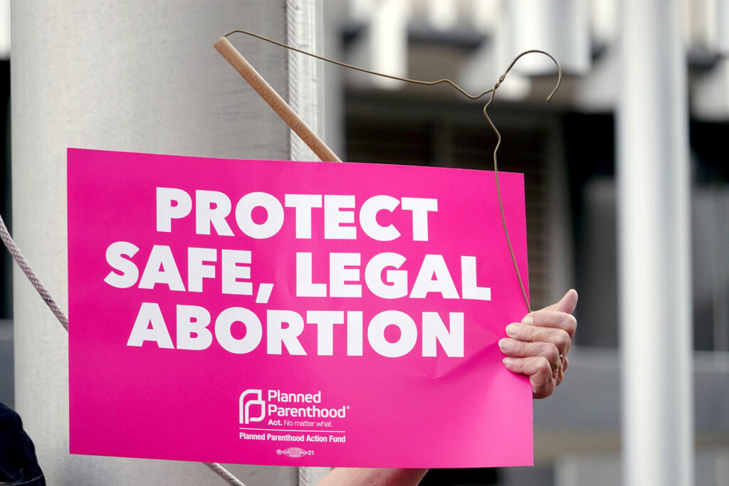 Pro-choice activists assemble in downtown Memphis during a "Stop Abortion Bans Day of Action" rally hosted by the Tennessee chapter of Planned Parenthood in Tennessee