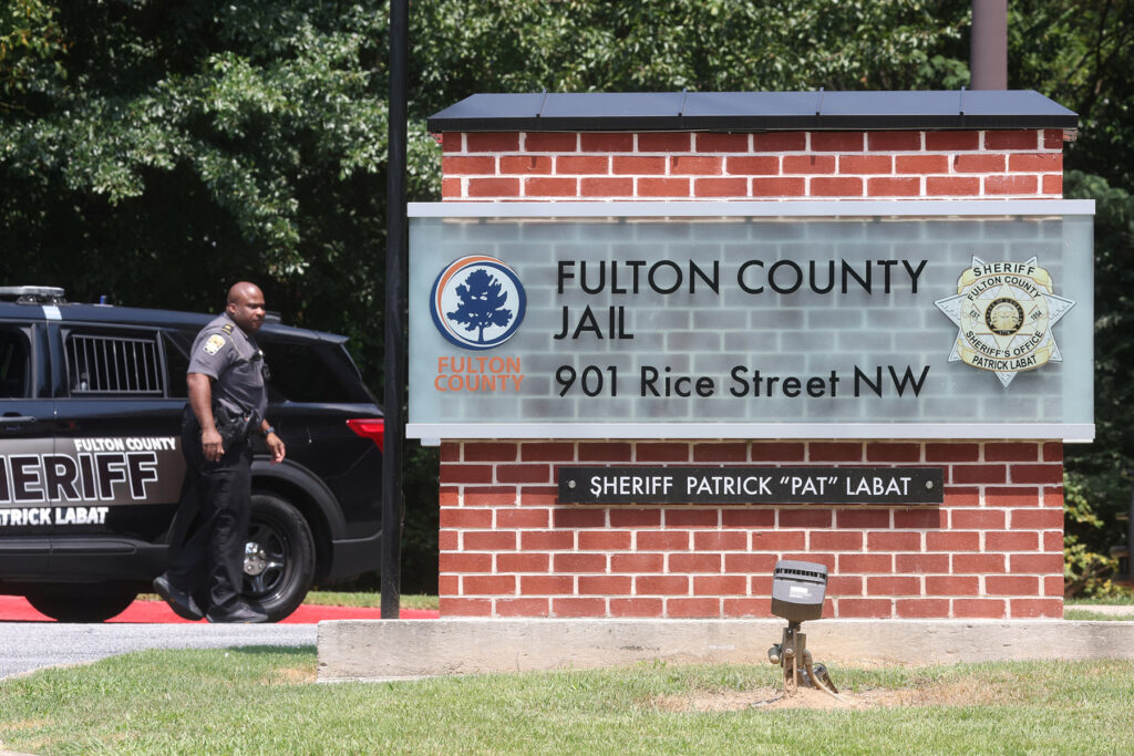 Outside of the Fulton County Jail following the indictment of former U.S. President Trump