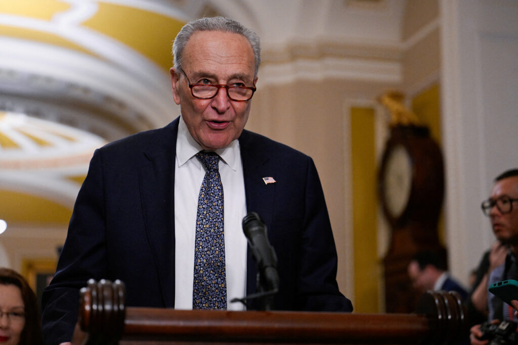 Senate press conference after caucus luncheons on Capitol Hill in Washington