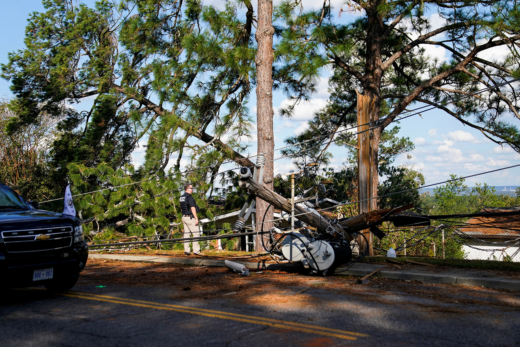 Democratic presidential nominee and U.S. Vice President Kamala Harris visits Augusta, Georgia in the wake of Hurricane Helene