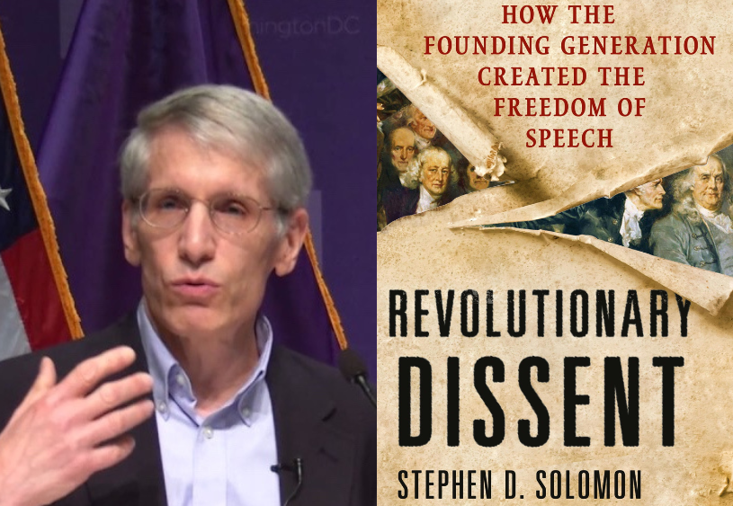 Stephen Solomon (left) and the cover of his book, Revolutionary Dissent.