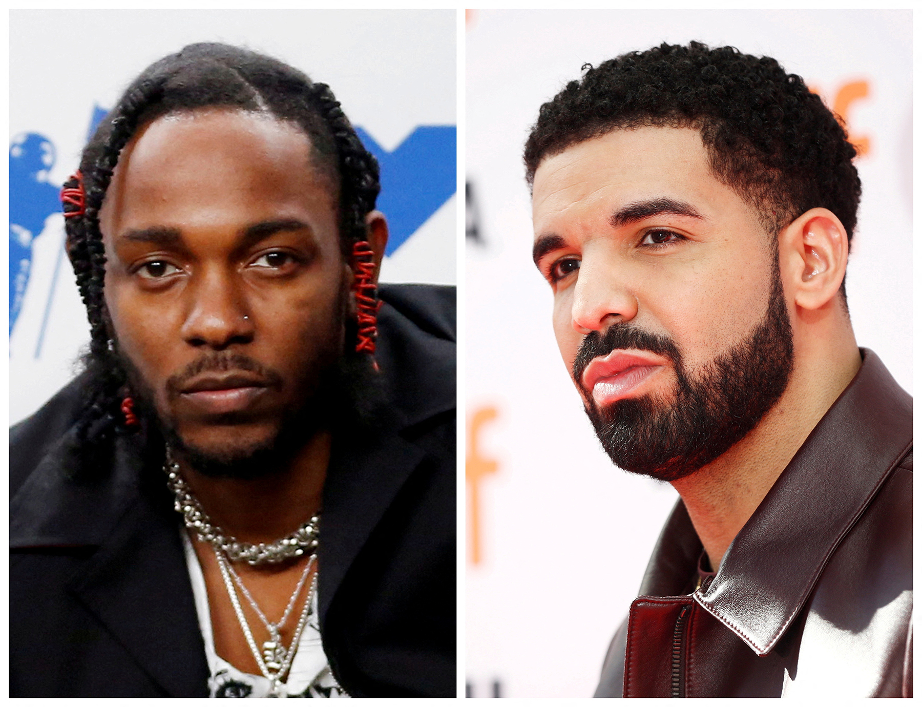 Combination photo of Rappers Kendrick Lamar and Drake