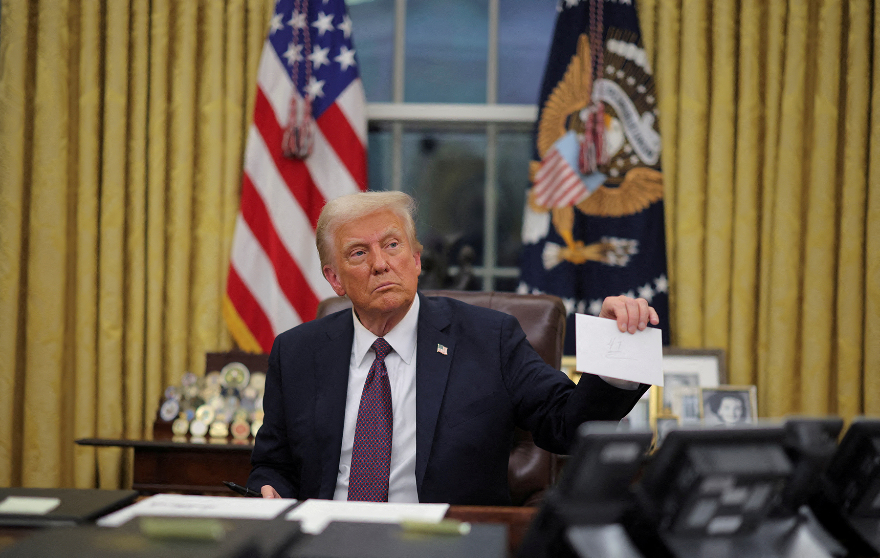 U.S. President Donald Trump at the Oval Office in Washington