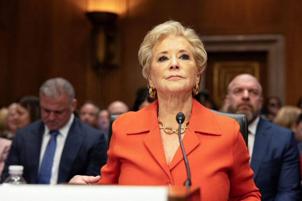 Linda McMahon, U.S. President Trump’s nominee to be secretary of Education, testifies before a Senate Health, Education, Labor, and Pensions (HELP) Committee confirmation hearing in Washington