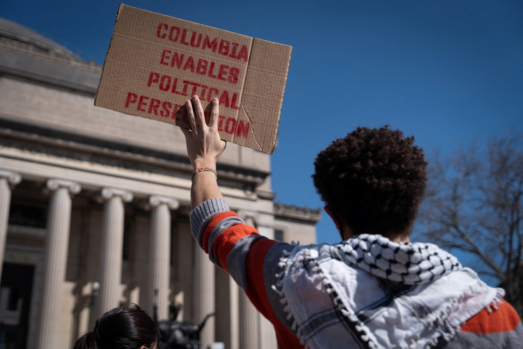 Columbia University students stage a walk-out protest condemning ICE agensts on campus and for release of Mahmoud Khalil in New York