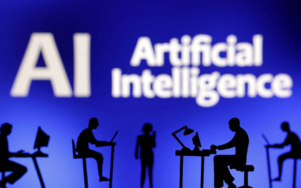 Illustration shows words "Artificial Intelligence AI"