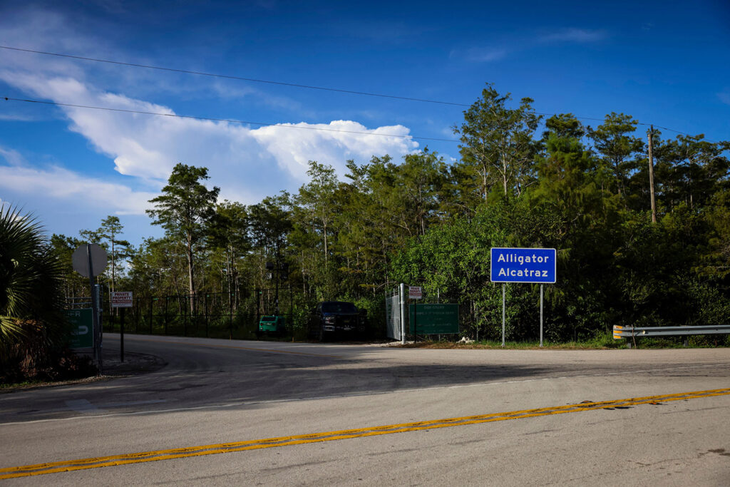 Exterior of "Alligator Alcatraz" ICE detention center in Ochopee
