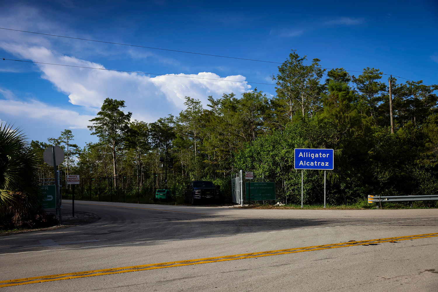 Exterior of "Alligator Alcatraz" ICE detention center in Ochopee