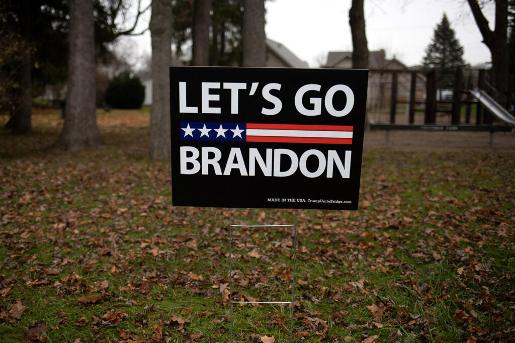 Supporters attend a "Let's Go Brandon Festival" rally in Brandon Township