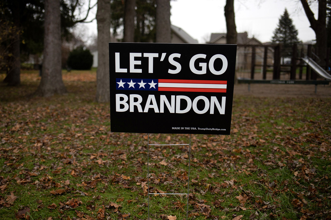 Supporters attend a "Let's Go Brandon Festival" rally in Brandon Township
