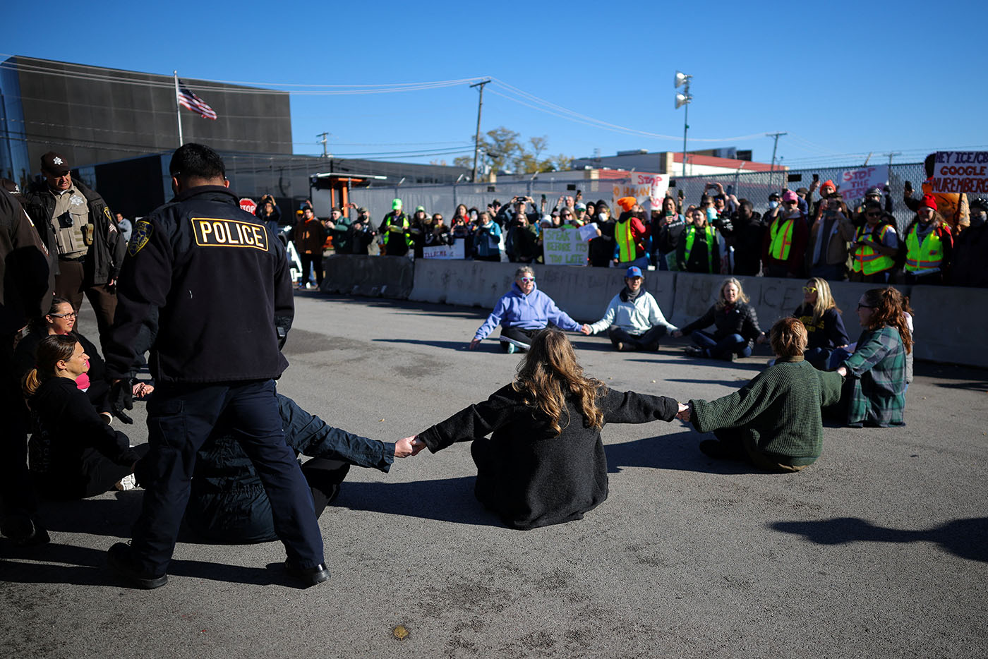 Protest against immigration actions, outside the Broadview ICE facility in Chicago