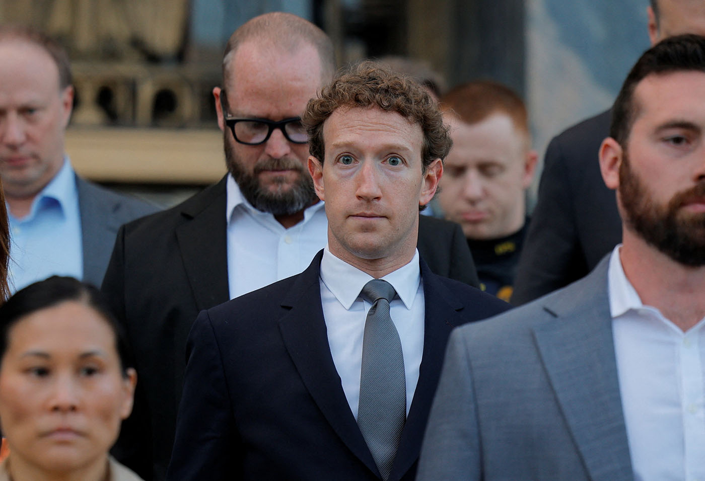Meta Platforms CEO Mark Zuckerberg departs the court in Los Angeles, California
