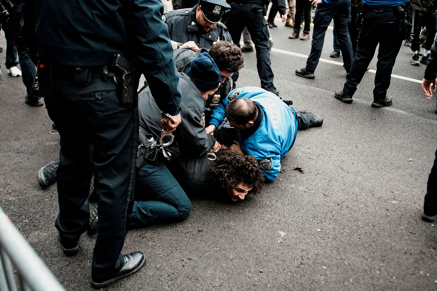 People protest outside the Gracie Mansion residence of Mayor Mamdani in New York