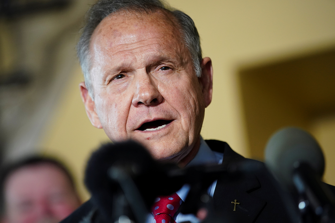 Roy Moore speaks at a news conference announcing his candidacy for U.S. Senate in Montgomery