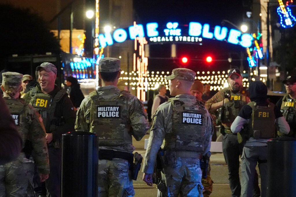 U.S. Army National Guard members and the Memphis Police Department in Memphis